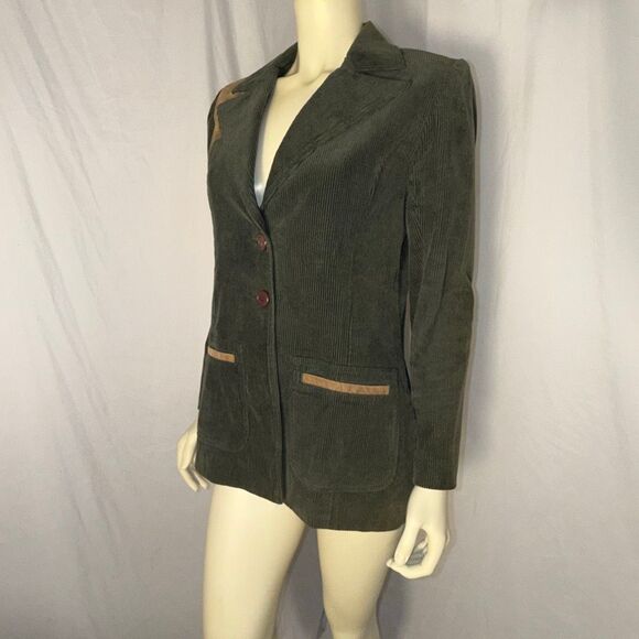Olive Green Corduroy Sport Coat | Elbow Patches | Equestrian Academia Style | 90 - Picture 10 of 16